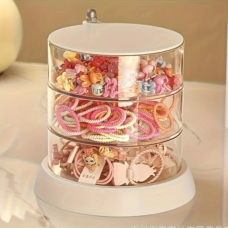 3/4/5-Layer Rotating Jewelry Organizer - Plastic Multi-Tier Storage Box, Transparent Hair Ring Display for Dressing Table