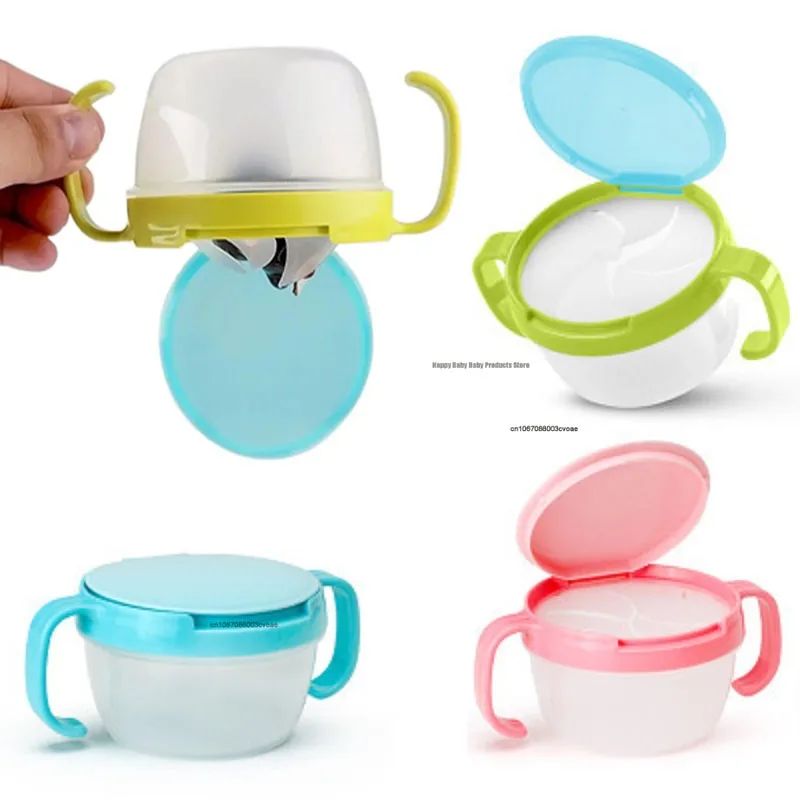 1Pc Baby Plastic Snack Bowl High Suction Double Handle Snack Cup Spill-Proof Snacks Storage Box Kids Feeding Bowl