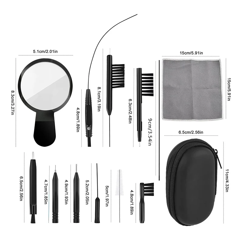 보청기 청소 키트, 환기구 막대 스크루드라이버 브러시, 환기구 클리너, 트리플 돋보기 이어폰 청소 브러시, 13 개