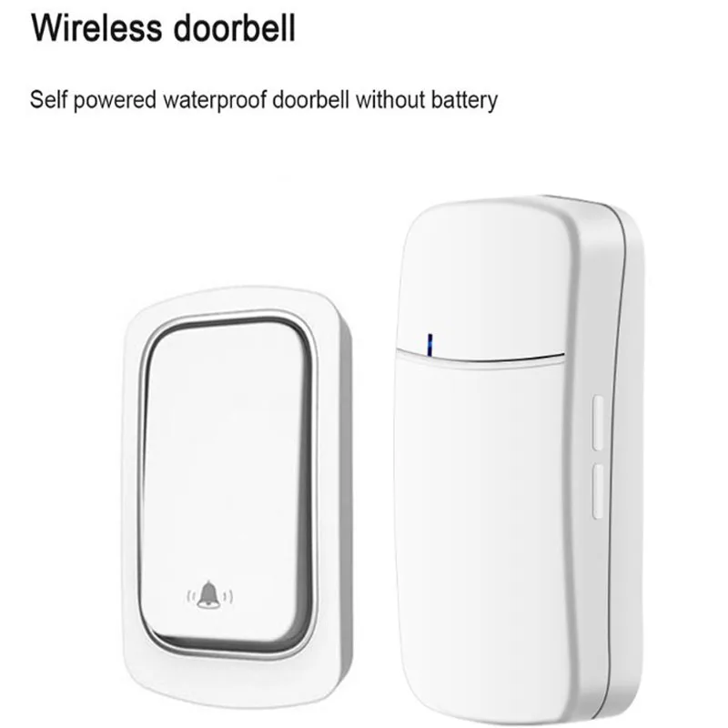 Free shipping self powered Wireless DoorBell night light no battery US EU plug home Cordless Door Bell