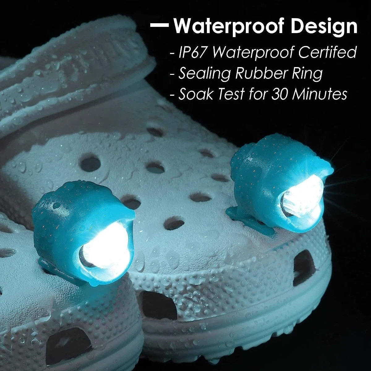 2 PCs fari per Croc IP67 luci a LED impermeabili per ciondoli per scarpe decorazione Outdoor Night Running Walking Sandal accessori