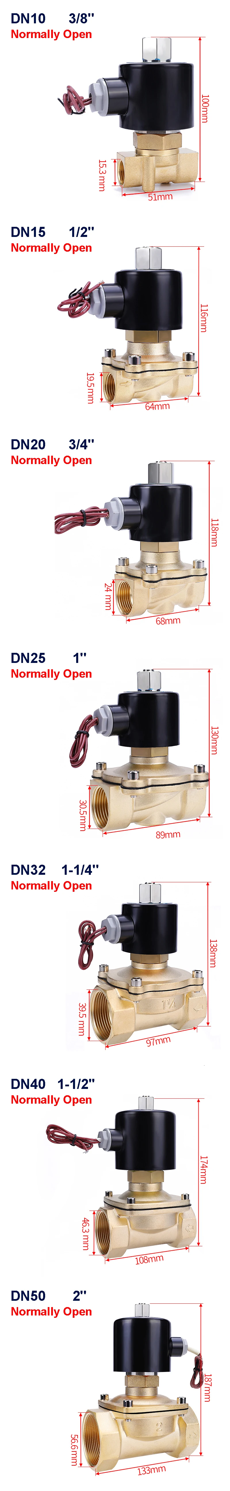 3/8'' 1/2'' 3/4'' 1'' 1,2'' 1,5'' 2'' Normalerweise Offenes Messing-Magnetventil 24V 12V 220V 110V Wasser/Gas-Magnetventile – Detail 2