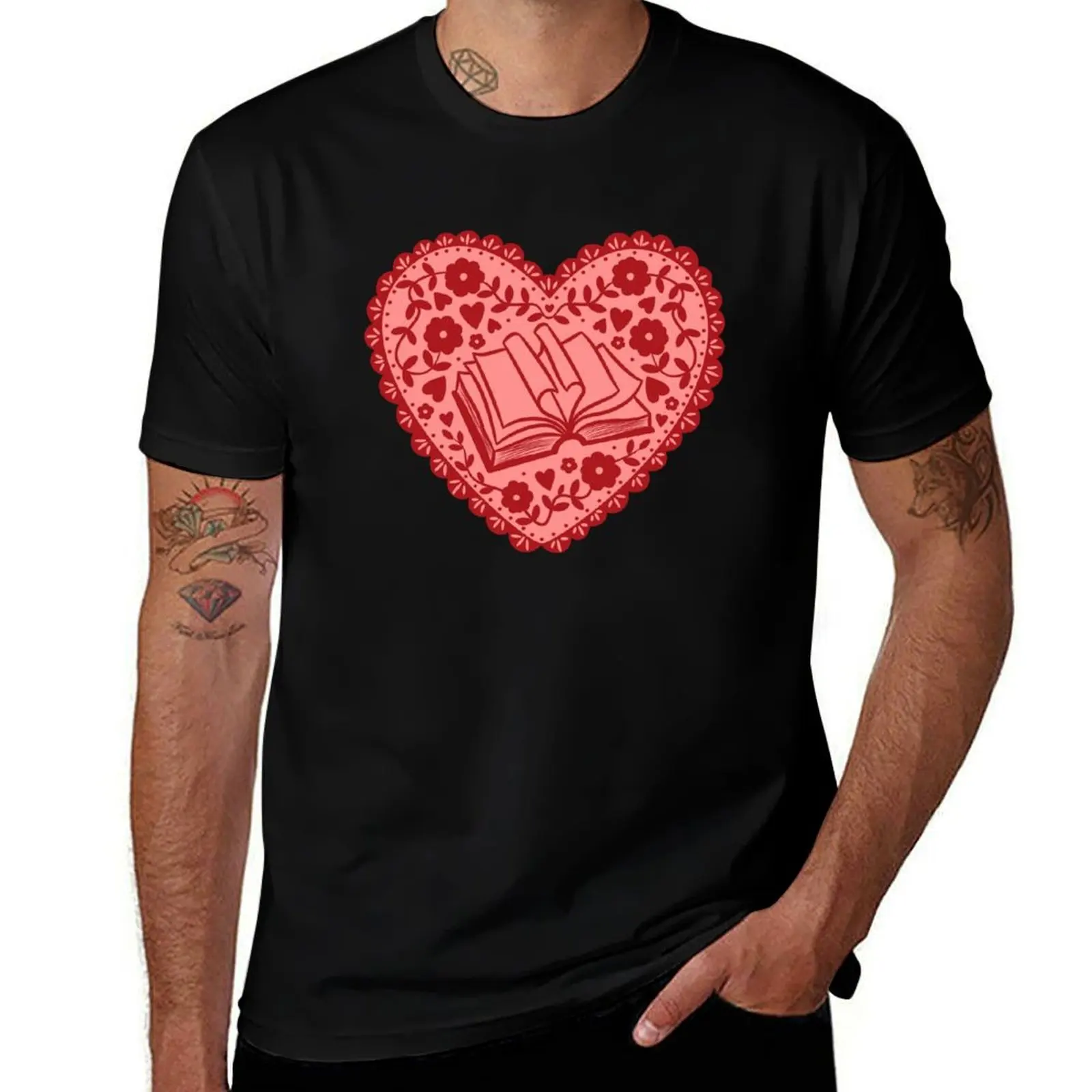 

bookish heart T-Shirt T-shirts oversize Blouse tees mens cotton t shirts