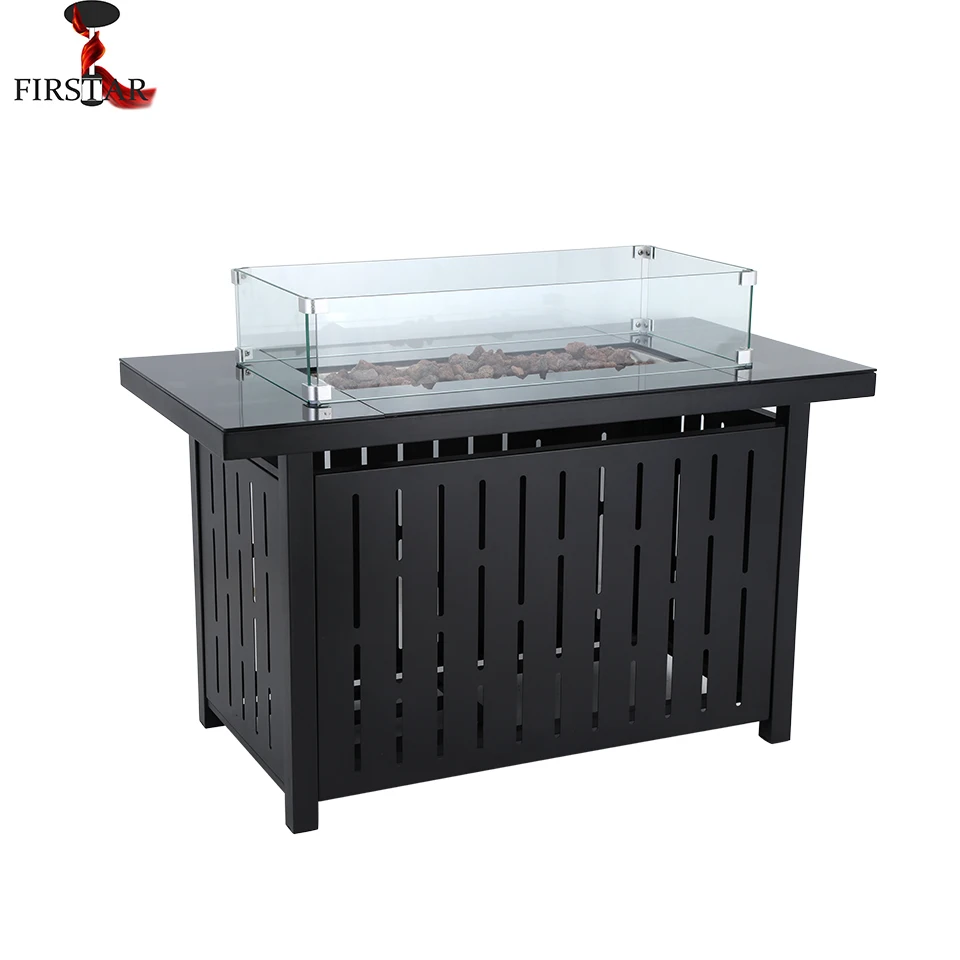 

43" Outdoor Steel Gas Fire Pit Table Propane 45000-49999 BTU CE/ETL Certified Freestanding Square Design for Patio Winter