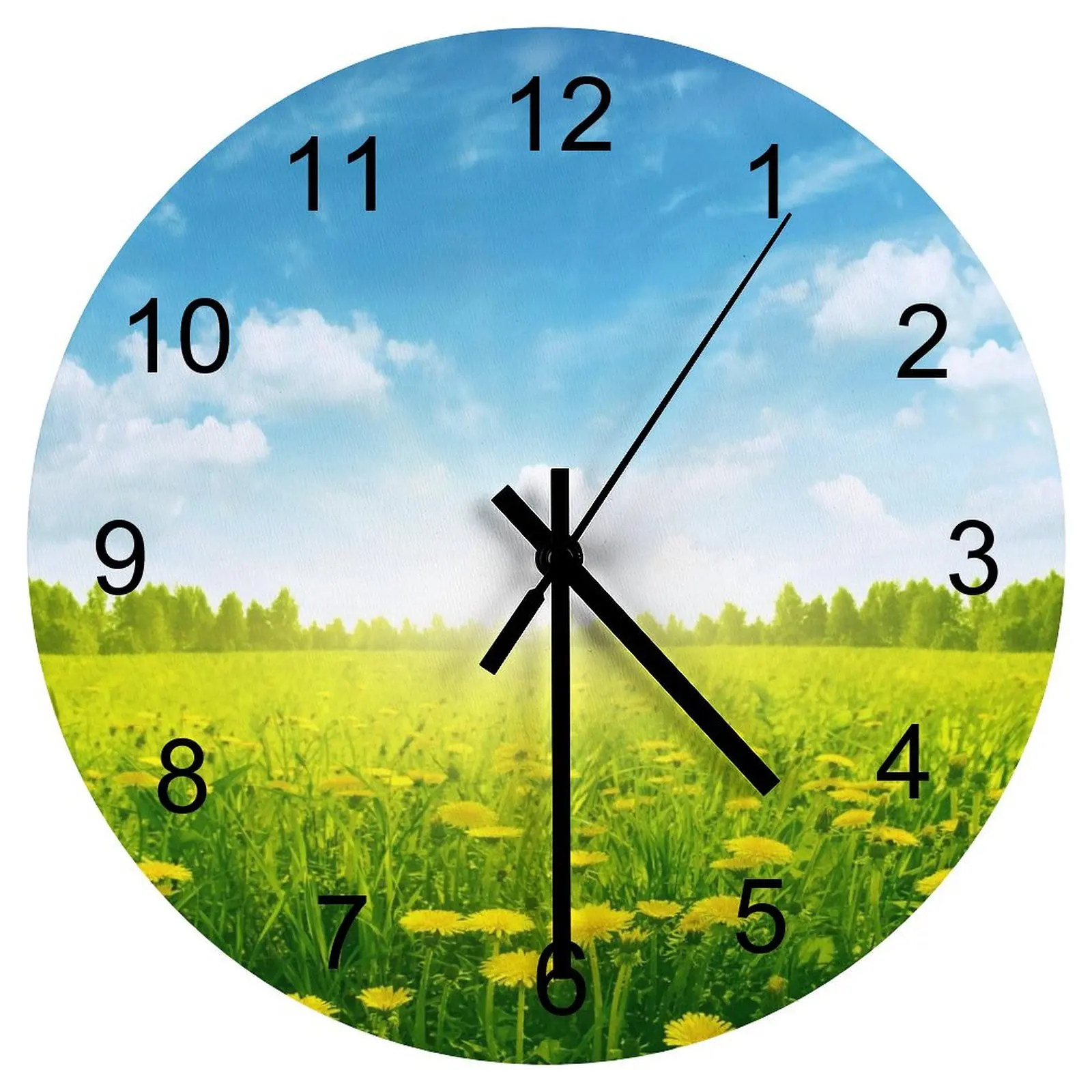 

Kitchen Wall Clock Pristine nature Clocks 12 inch Mute Fashion Round 3D Display Easy Assemble Retro