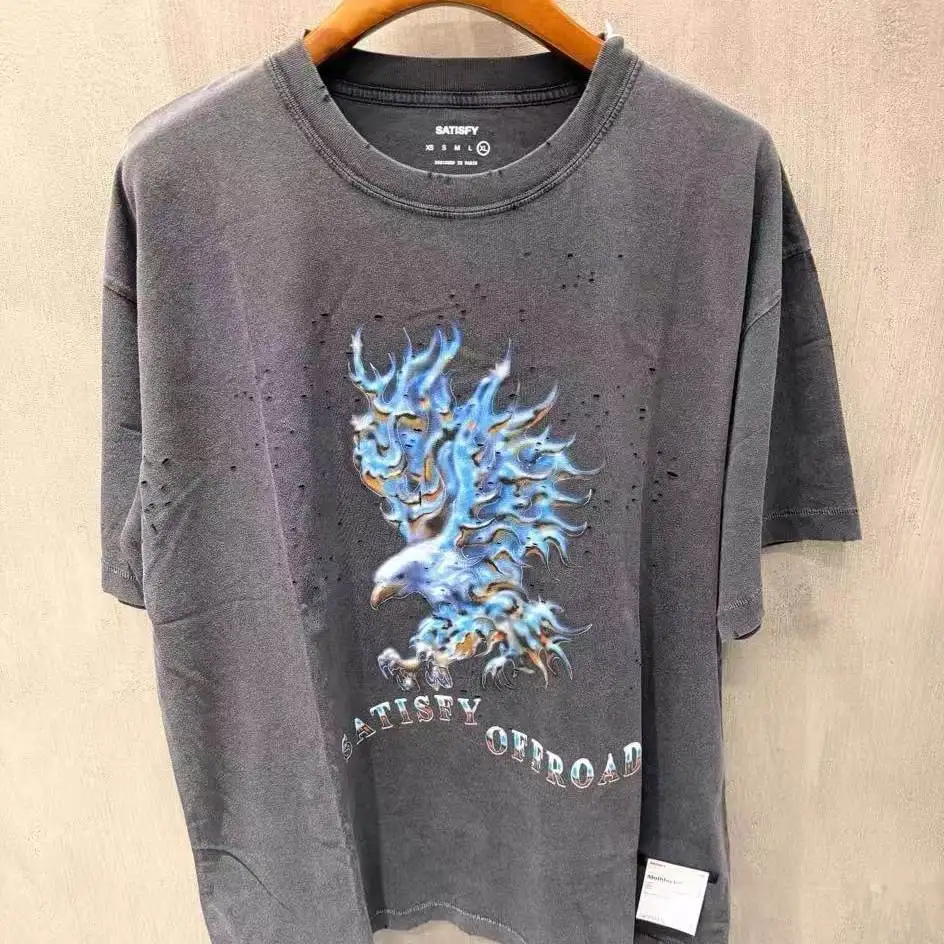 SATISFY MOTHTECH SS26 Eagle Ripped Short Sleeve T-Shirt
