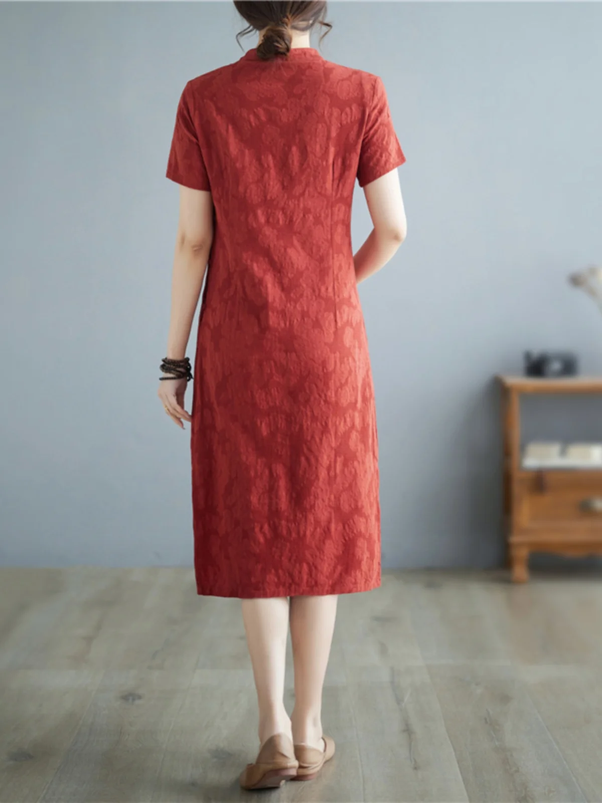 

Ele Cotton Linen ort Sve Qipao Dr с боковым разрезом для женщин больших размеров, винтажный воротник-стойка, утягивающий дизайн