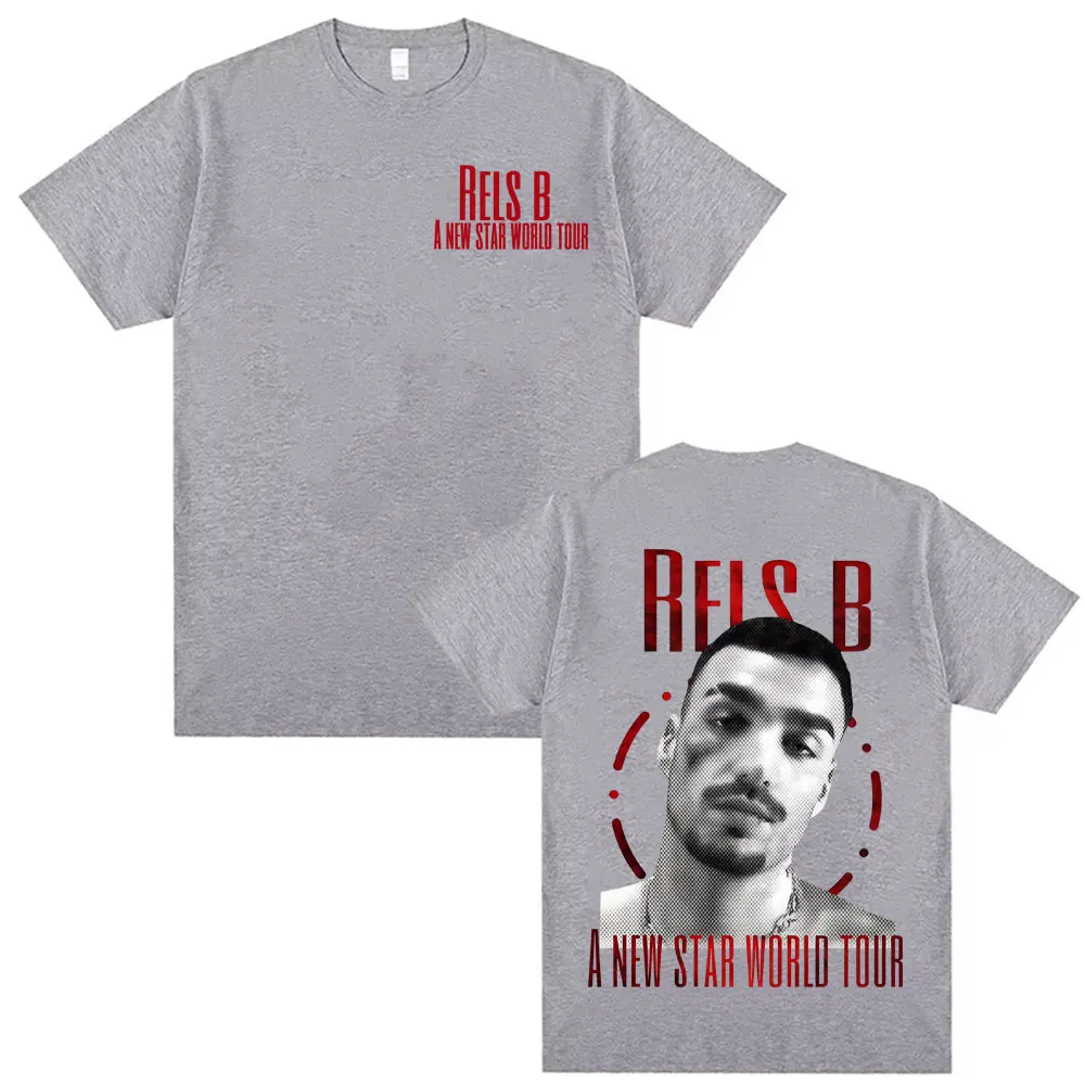 مغني الراب Rels B A جديد طعنة Worlo جولة 2025 الرسومات تي شيرت ملابس للرجال Harajuku خمر القوطية تي شيرت عالية الجودة تي شيرت