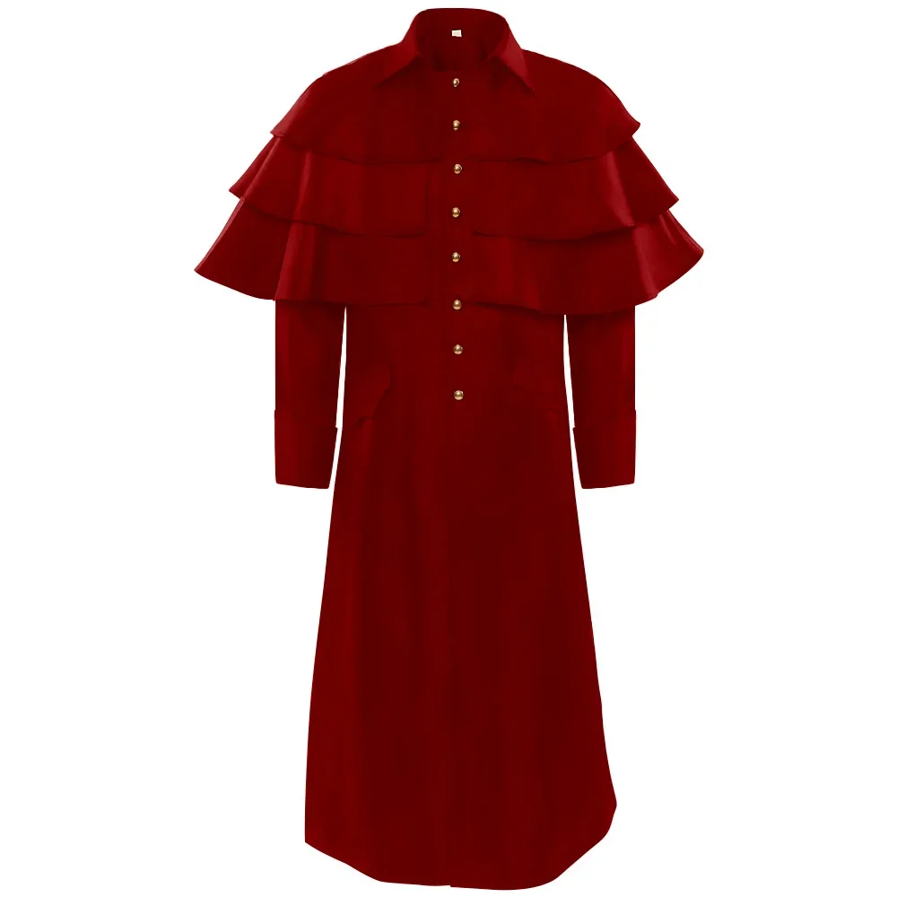Amazon European and American Medieval Retro Men's Coat Halloween Stand-up Collar Priest Cape Jacket Stage Performance Suit