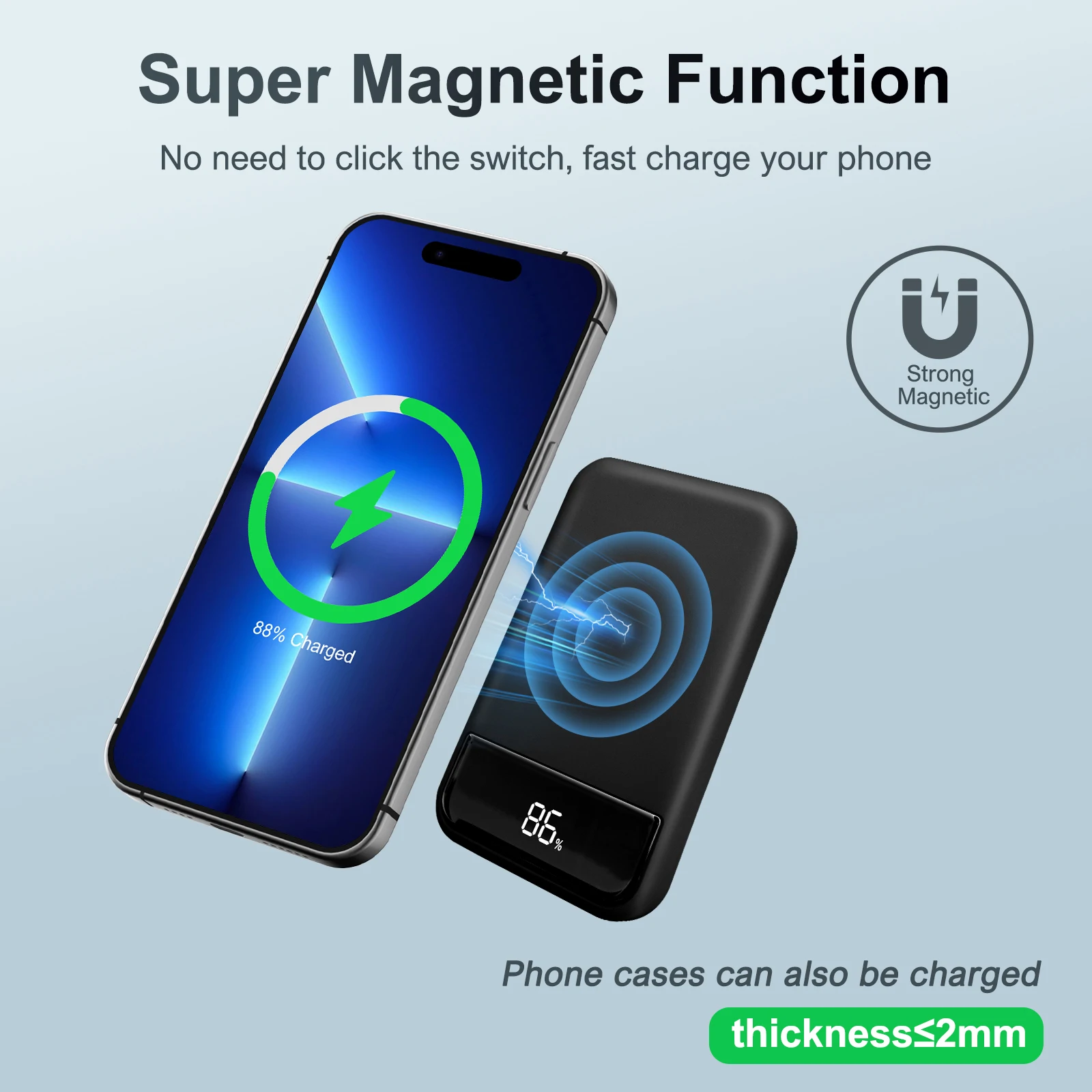 10000mAh Magnetic Power Bank Wireless Magnetic PD20W Portable Fast Charger LED Display External Battery for Magsafe IPhone