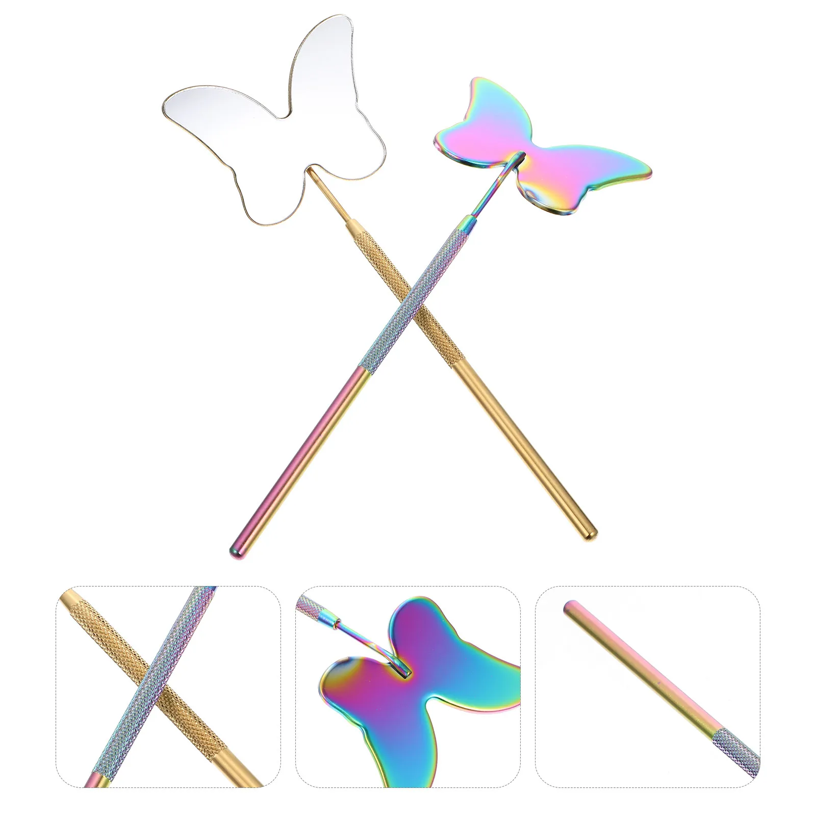 

2Pcs Stainless Steel Eyelash Grafting Mirror Butterfly Shape Detachable Makeup Magnifier Mirror for Eyelash Extensions