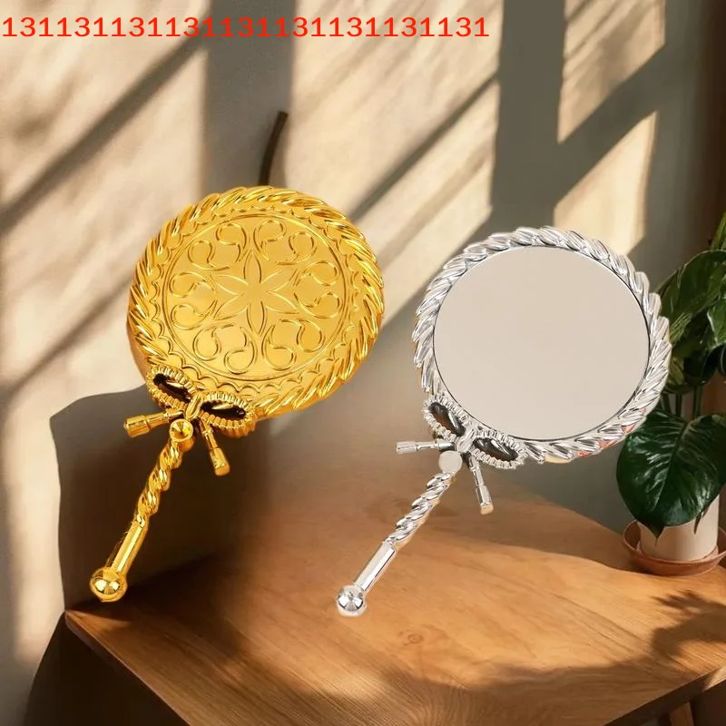 مرآة مكياج محمولة عتيقة، مستديرة لمستحضرات التجميل على الطراز الأوروبي، أداة تجميل يدوية للمحكمة القديمة النبيلة