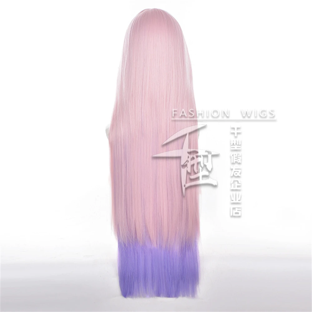 Citlali Cosplay Wig Game Pink Purple Gradient Long Straight Heat Resistant Synthetic Hair Halloween Party Wigs + Wig Cap