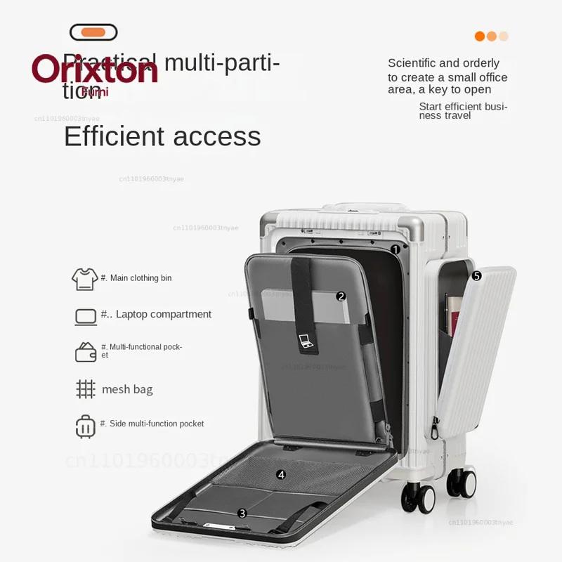 20 New Three-Opening Travel Suitcase Trolley Case Front-Opening Luggage PC Double Side Pockets Carry on Luggage Boarding