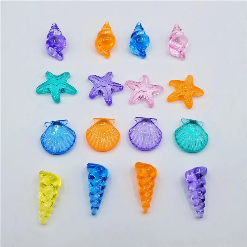 Camal 10pcs Acrylic Colorful Gems Diamond Shell Starfish Conch Kids Party Toys Treat Goody Bag Gift Wedding Birthday Halloween