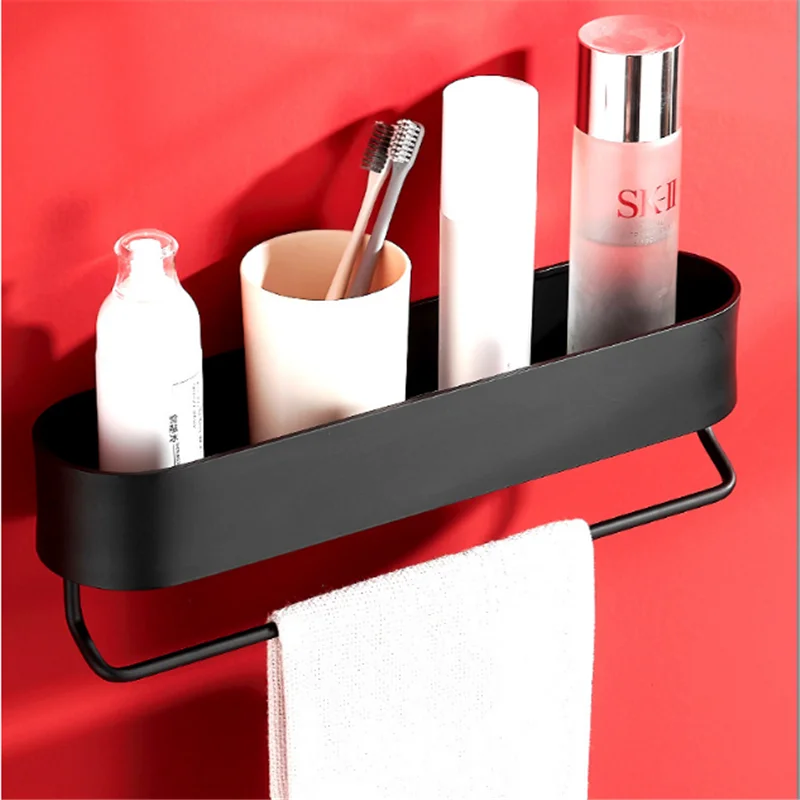 Black Bathroom Storage Holder Bathroom Shelf Aluminum Bath Shower Shelf  Bath Shampoo Holder Basket Holder Corner shelf