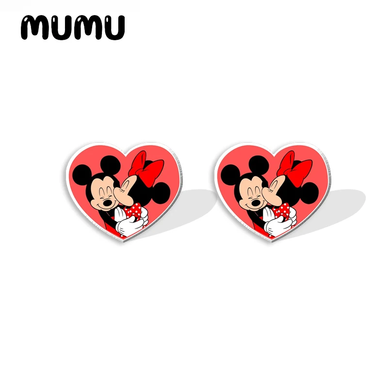 2024 New Valentine's Day Mickey Minnie Stud Earring Love Epoxy Jewelry Resin Acrylic Earrings Handmade Gifts Fans