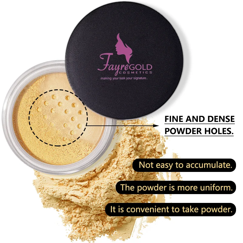 بودرة خبز وإعدادات سائبة تدوم طويلاً للتحكم في الزيت، وجه طبيعي غير لامع مقاوم للماء، بودرة مكياج سائبة