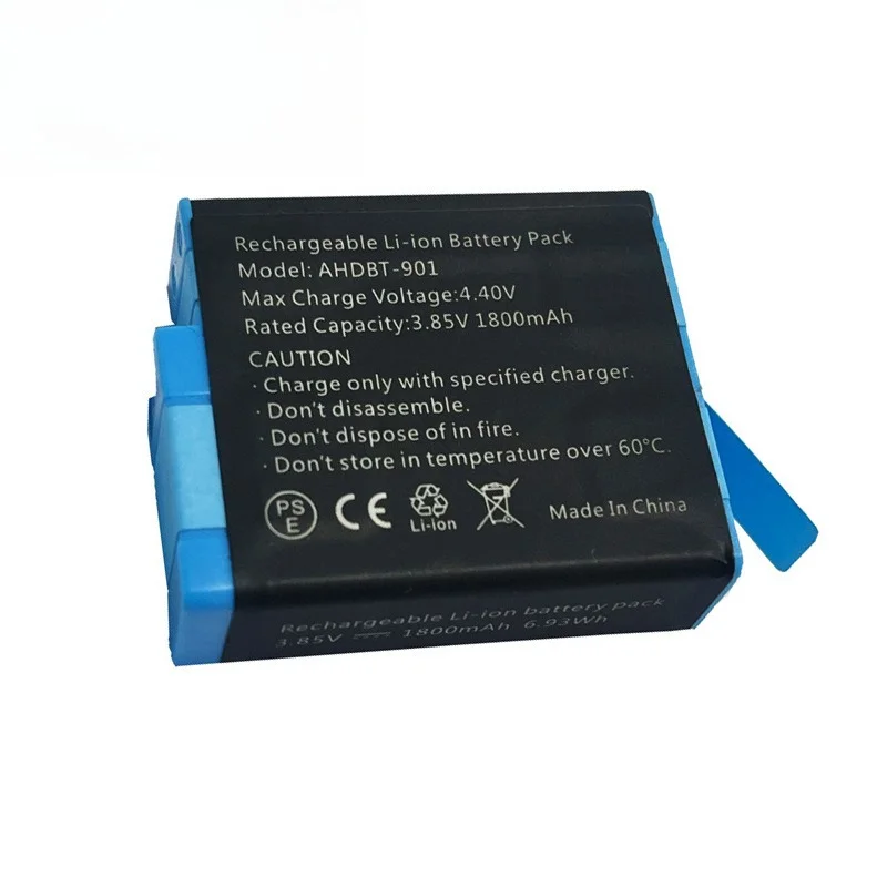 AHDBT-901 1800mAh 배터리 (고프로 히어로11/10/9 호환) 40% 추가 사용시간 USB-C PD 30W 고속 충전 익스트림 스포츠 파워 배터리