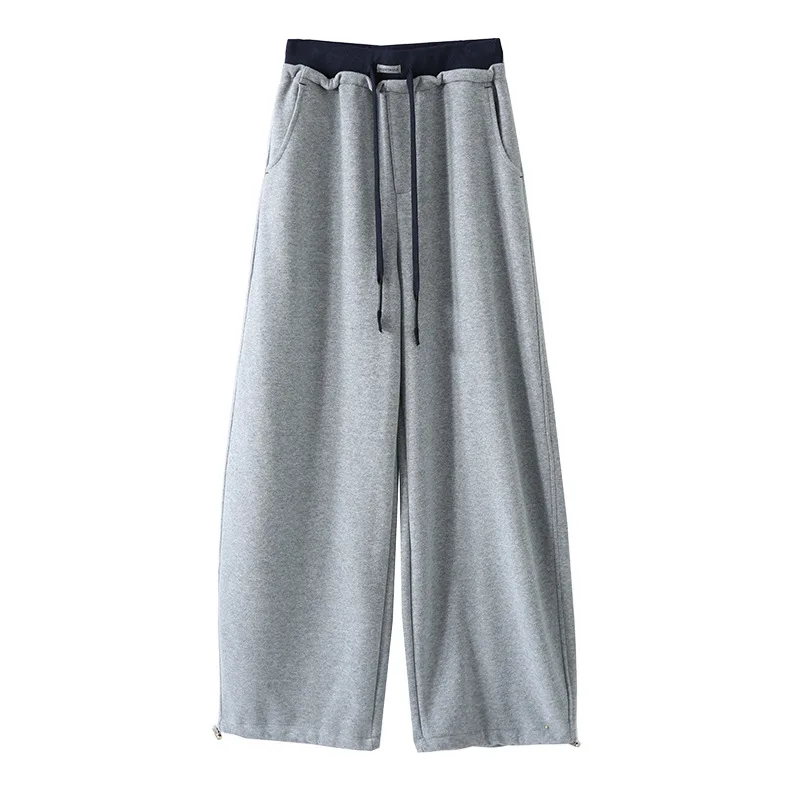 플리스 두꺼운 바나나 와이드 팬츠 여성용 신상 드레이프 스트레이트 스웨트팬츠 루즈 캐주얼 스웨트팬츠