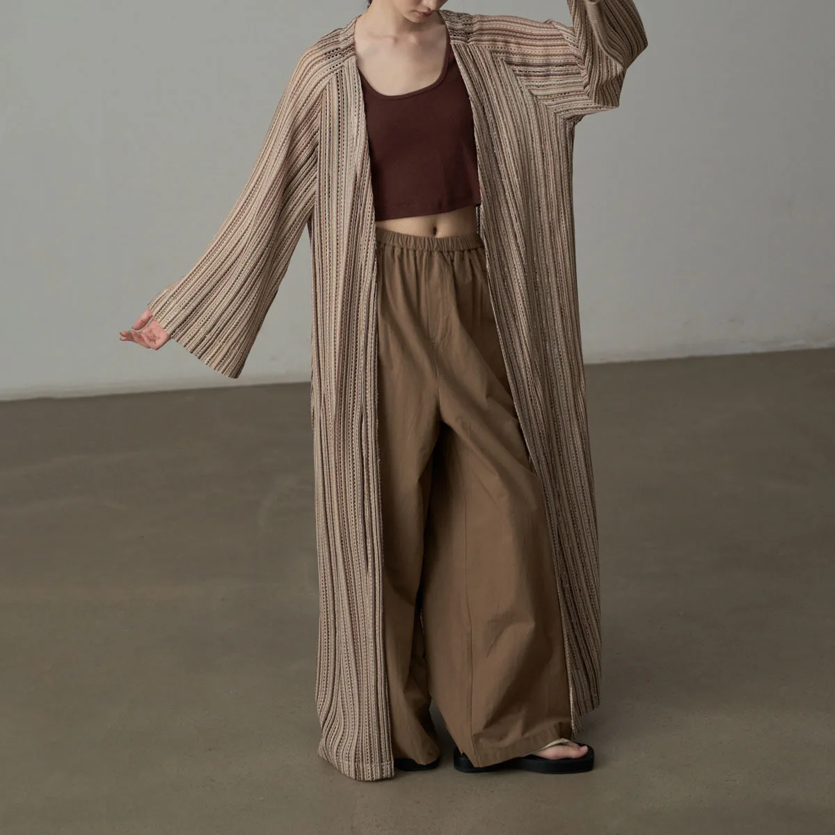 KWTX 2025 Nowa Sukienka Koszulowa w Paski, Płaszcz, Długi Rękaw, Dekolt w Serek, Jednorzędowa, Blokowanie Kolorów, Casualowa, Elegancka, Jesienna Odzież Wierzchnia Damska