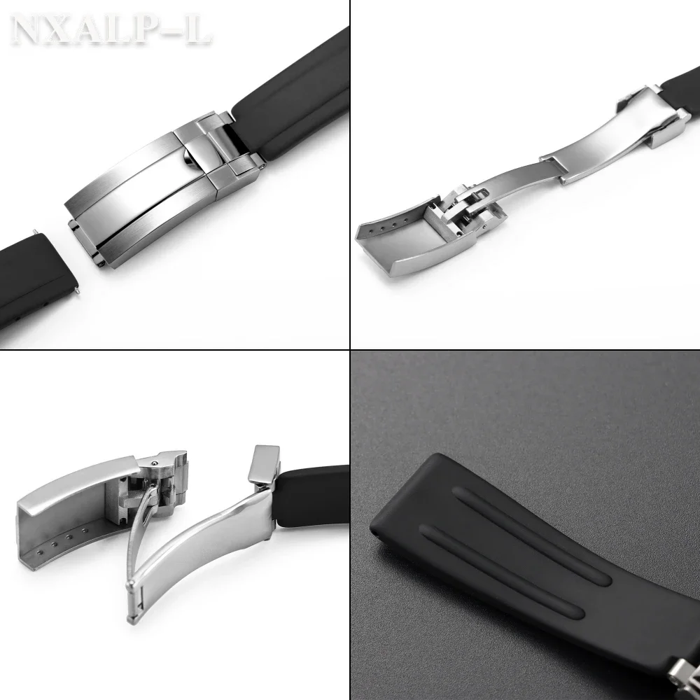 20 مللي متر حزام ساعة سيليكون ل رولكس شبح الماء ل دايتونا الغواصة شريط مطاطي الرجال الرياضة سوار مقاوم للماء للطي مشبك