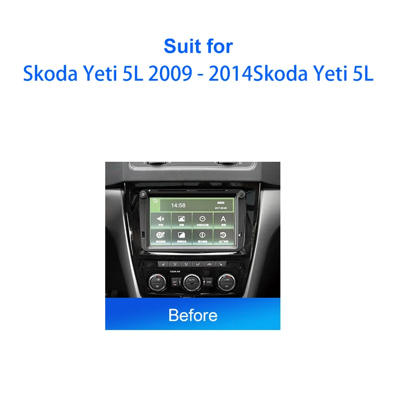 Rádio Automóvel para Skoda Yeti, Android, 2 Din, Bisel de Montagem Estéreo, Faceplate, Kit de Molduras, 5L, 2009-2014