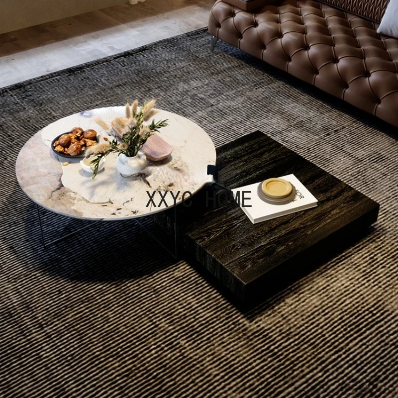 

Роскошный кофейный столик в итальянском стиле, квадратный Круглый Чайный столик из массива дерева для маленькой квартиры
