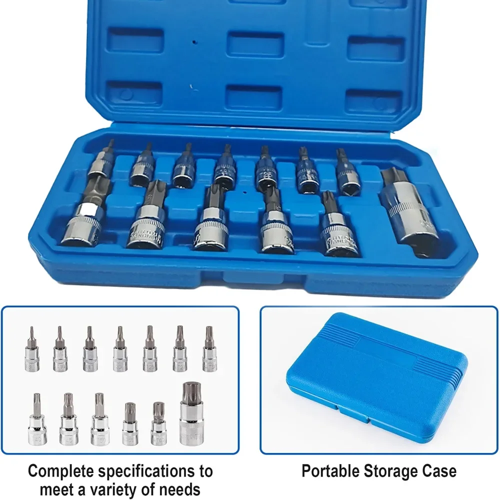 13 pçs kit chave torx ferramenta de reparo automóvel conjunto chave fenda impacto soquete wrnech cabeça profissional bicicleta carro ferramentas oficina mecânica