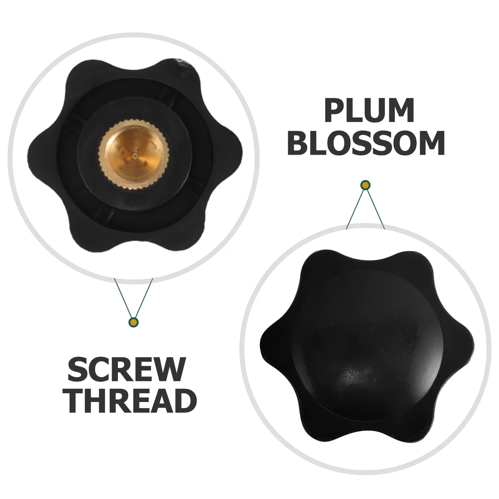 8Pcs Star Mechanical Thumb Nut Plum Blossom Shaped Plastic Hexagon Knob with Through Hole Ergonomic Grip for Machine Tools