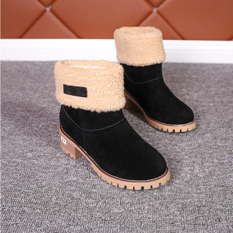 Women Ankle Boot Warm Plush Winter Shoes For Woman Wedges Boots High Heels Ladies Boot Women Leather Snow Boots Winter Shoes image 2