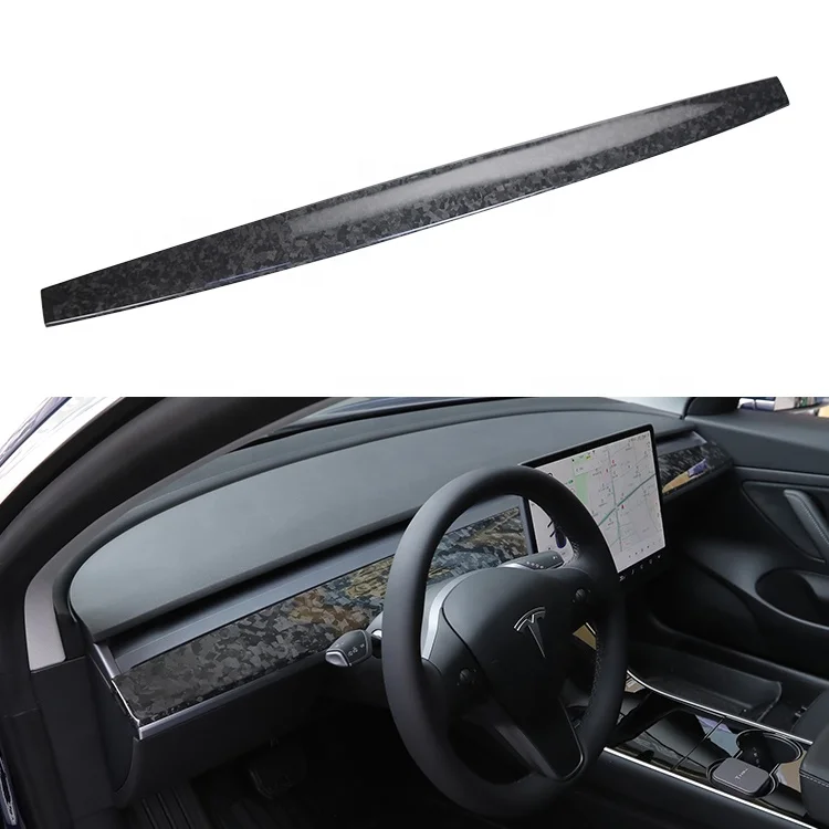 

Forged Carbon Dashboard Cover For Tesla Model 3 Y Trims Interior Accessories