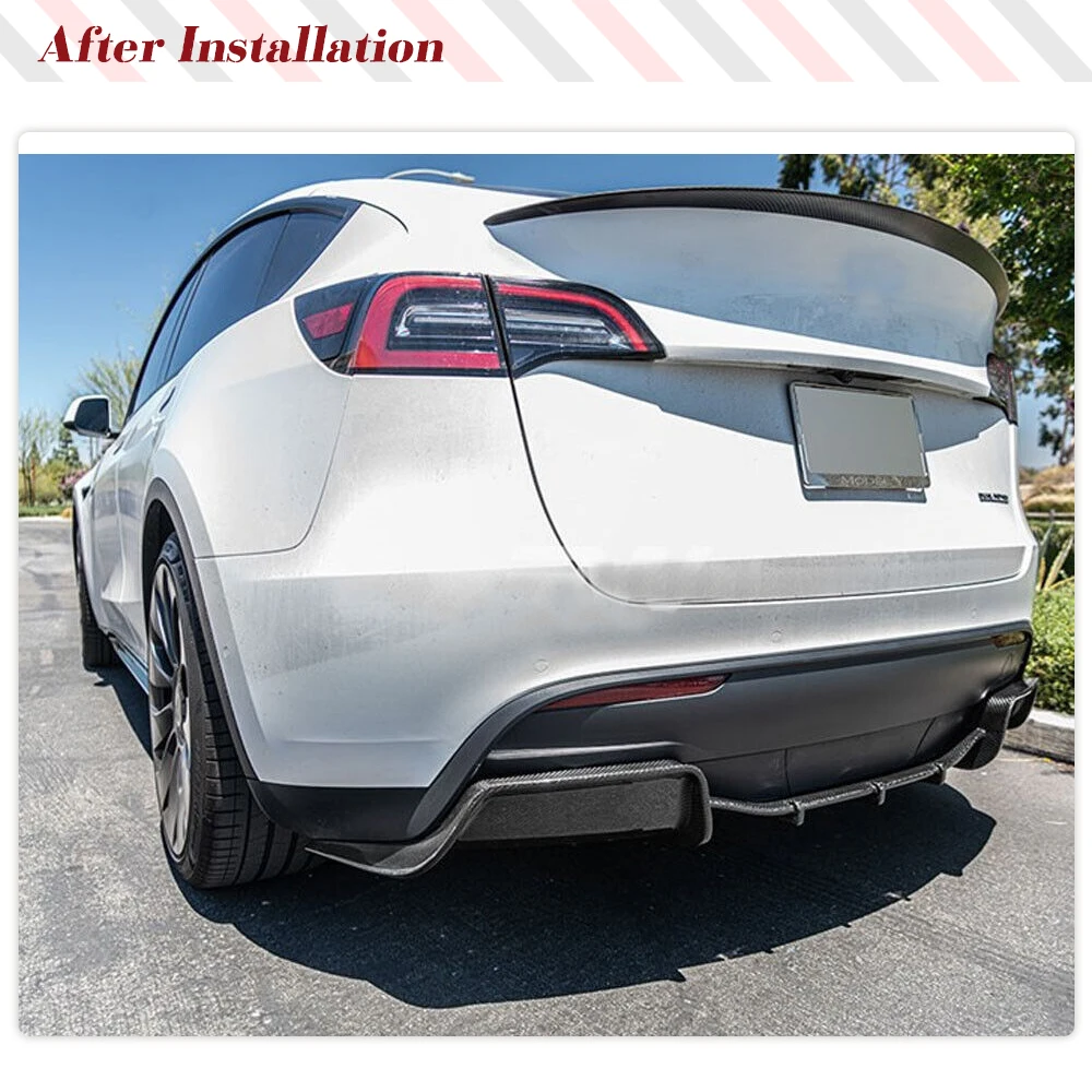 Car Rear Bumper Diffuser Lip for Tesla Model Y 2019-2023 Car Rear Diffuser Lip Spoiler Rear Lip Chin Prepreg Dry Carbon Fiber