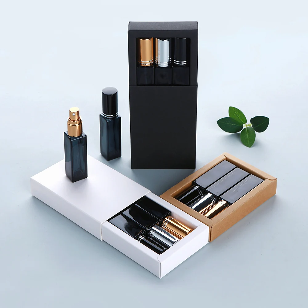 5/10/15 個 10 ミリリットルブルー香水瓶空のガラス包装箱付き香水アトマイザー旅行化粧品詰め替えスプレーボトル