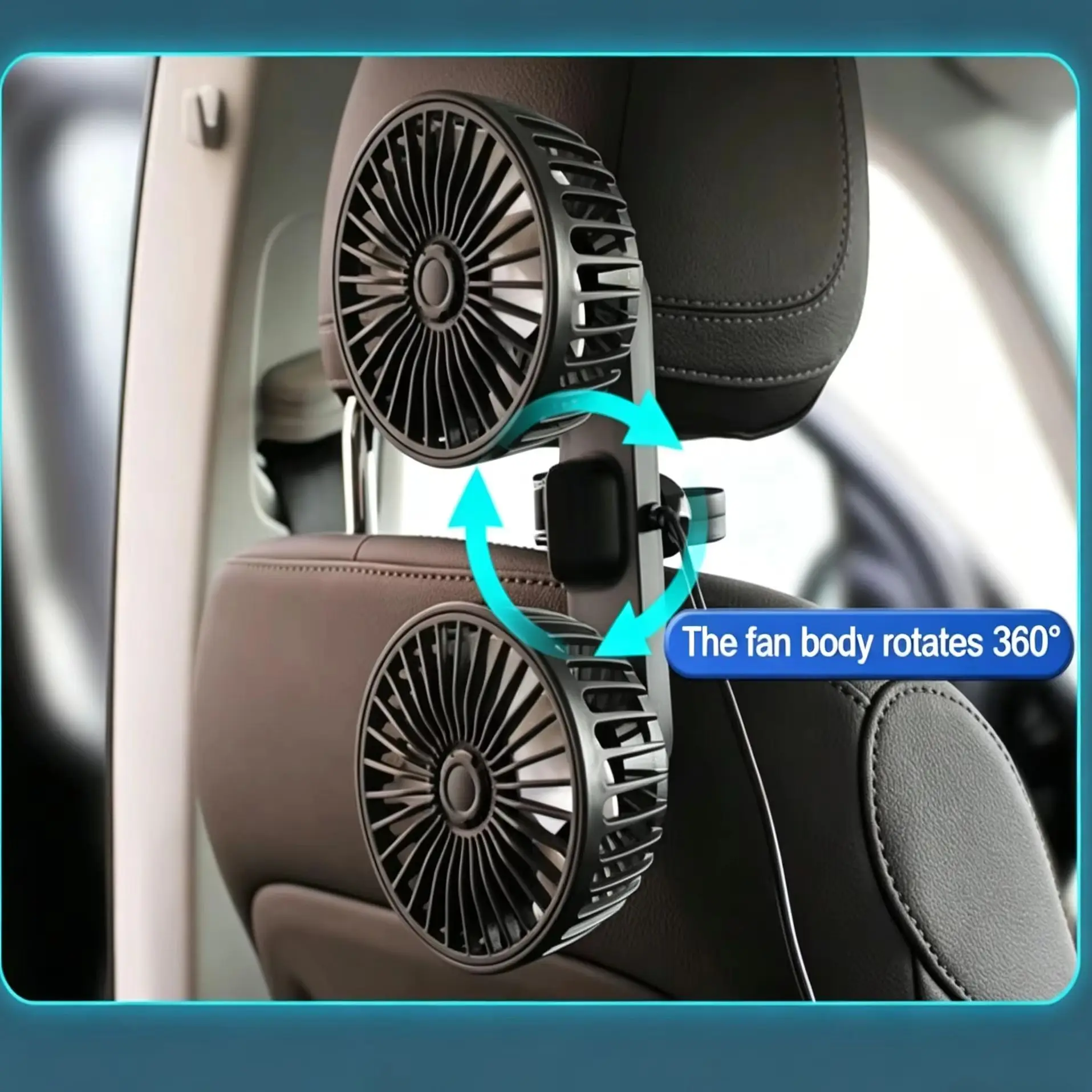 3-speed Car Seat Back Cooling Fan USB Charge Dual Head Fan 360 Degree Rotation Neck Cooler for Summer Car Accessories