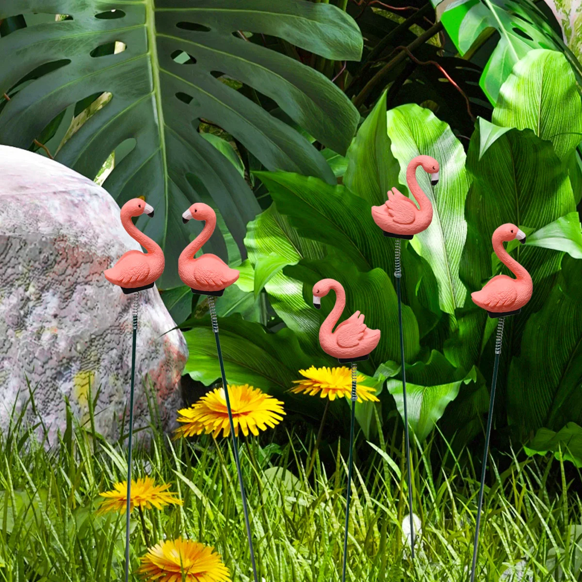 5PCS/10PCS Insect Ladybug Butterfly Bee Flower Plastic Garden  Pot Resin Flamingo Pile Decoration Horticultural