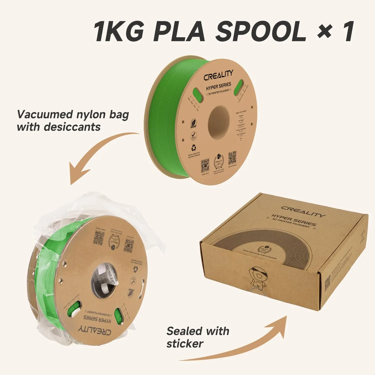 Creality Hyper PLA البلاستيك 1.75 مم 1 كجم (2.2 رطل) خيوط طابعة ثلاثية الأبعاد مصممة للطباعة عالية السرعة تناسب معظم طابعات FDM #6