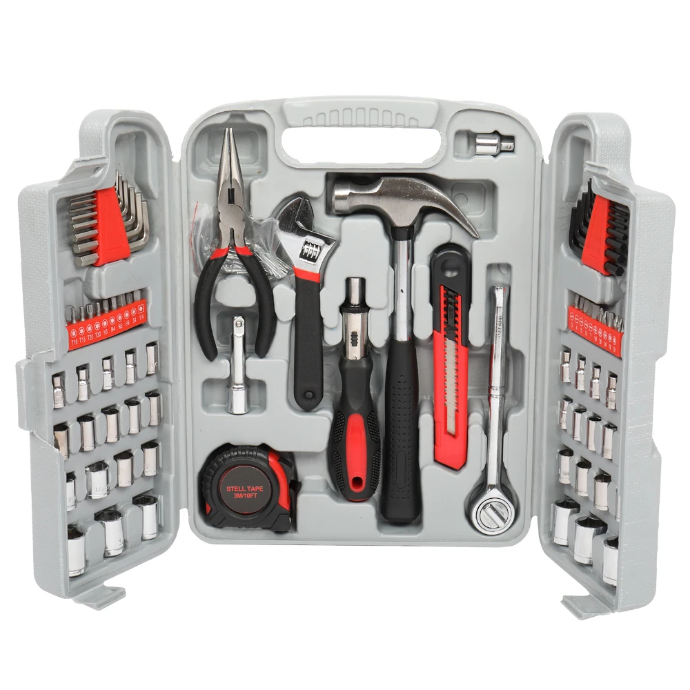 186Pcs Socket Wrench Auto Repair Tool Combination Package Mixed Tool Set Hand Tool Kit with Plastic Toolbox Storage Case