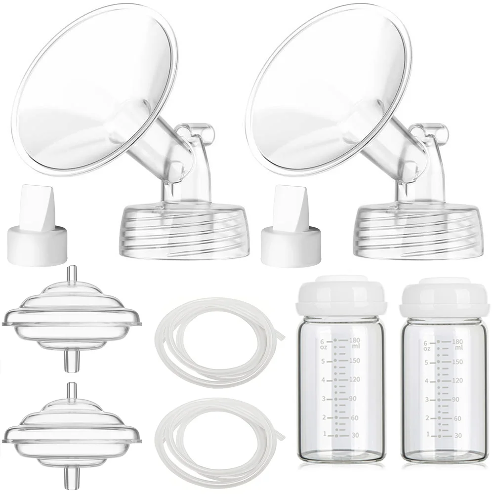 Breast Pump Parts Compatible with Spectra S1/S2/9 Plus/Synergy Gold, Full Set Replacement Parts for Spectra, Glass Bottle
