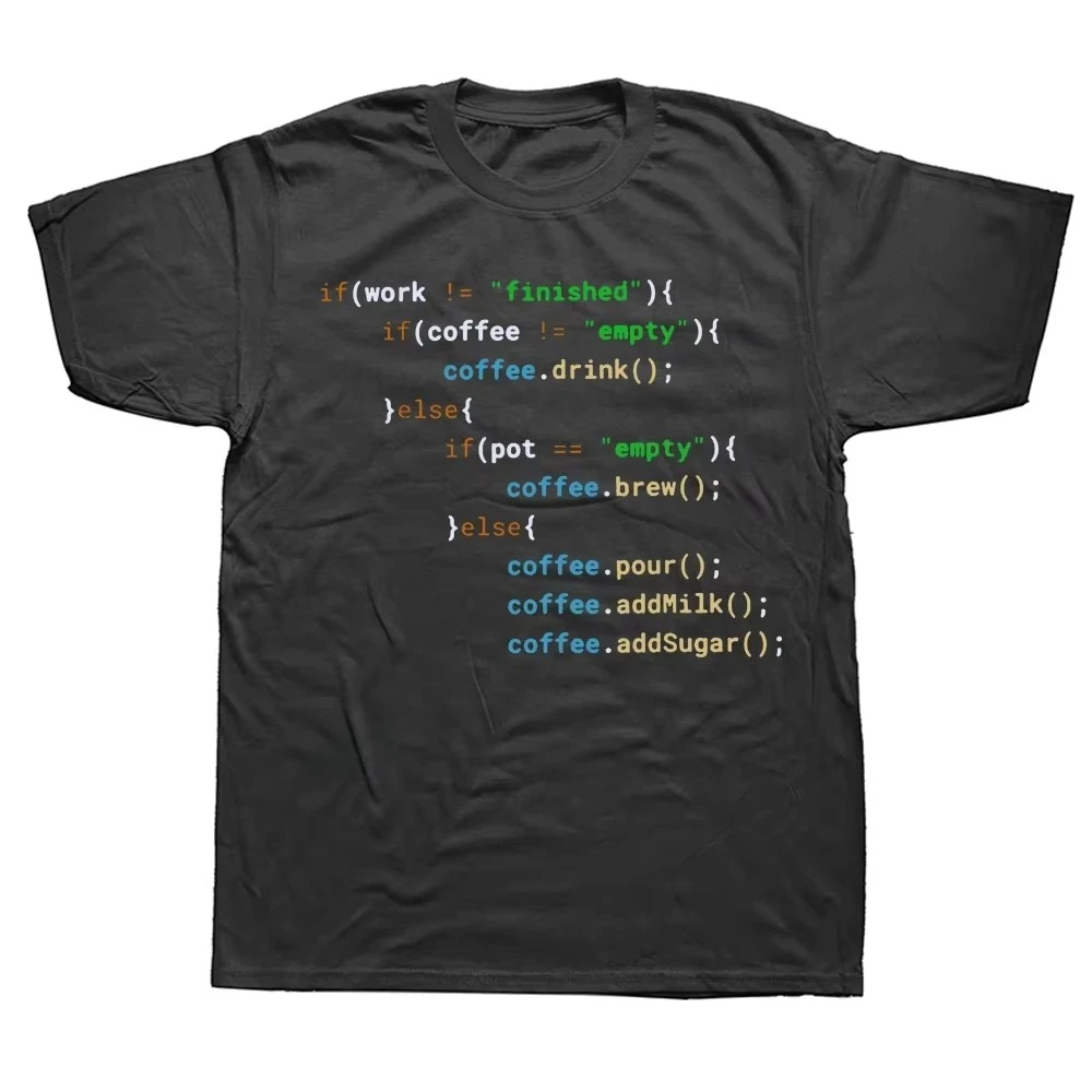Interesting Java Programmer Coffee Coding T-shirt Coffee Enthusiast Geek Nerd Gift T-shirt Top Summer 100% Cotton Casual T-shirt