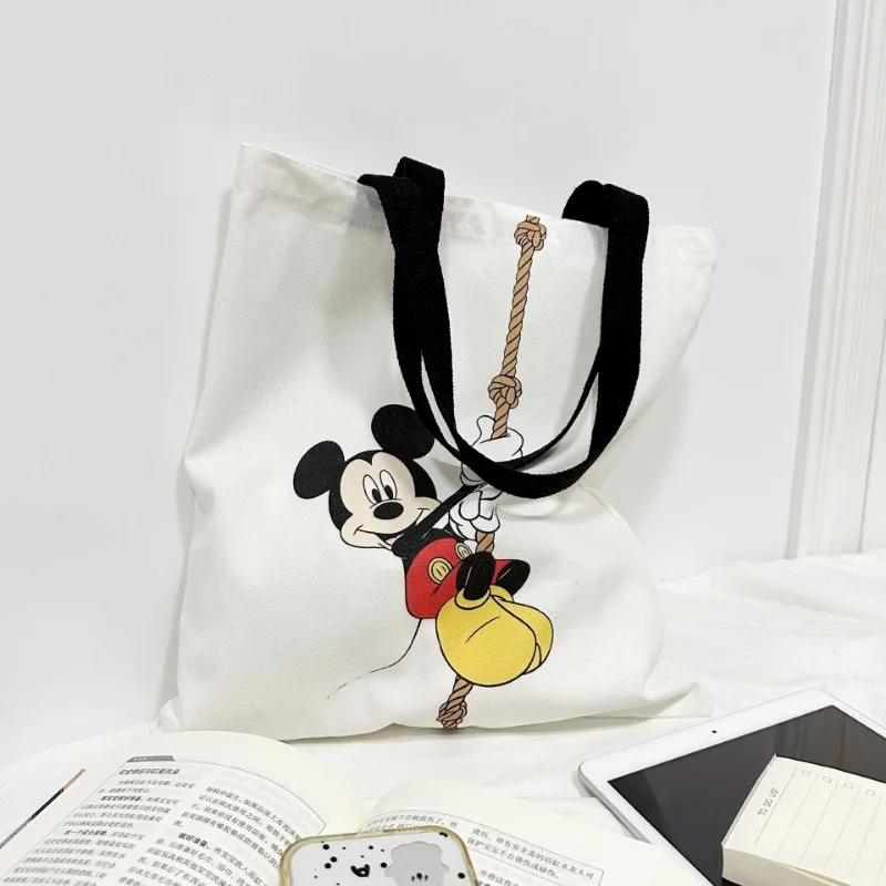 Disney Mickey Canvas Bag Large Capacity Female Student School Bag Tutorial Handbag Donald Duck Cute