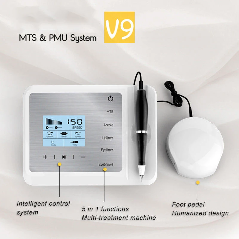 50W Eye Brow Lip Rotary Pen Permanente Make-up Tattoo Machine MTS PMU Systeem Met V9 Tattoo Naald