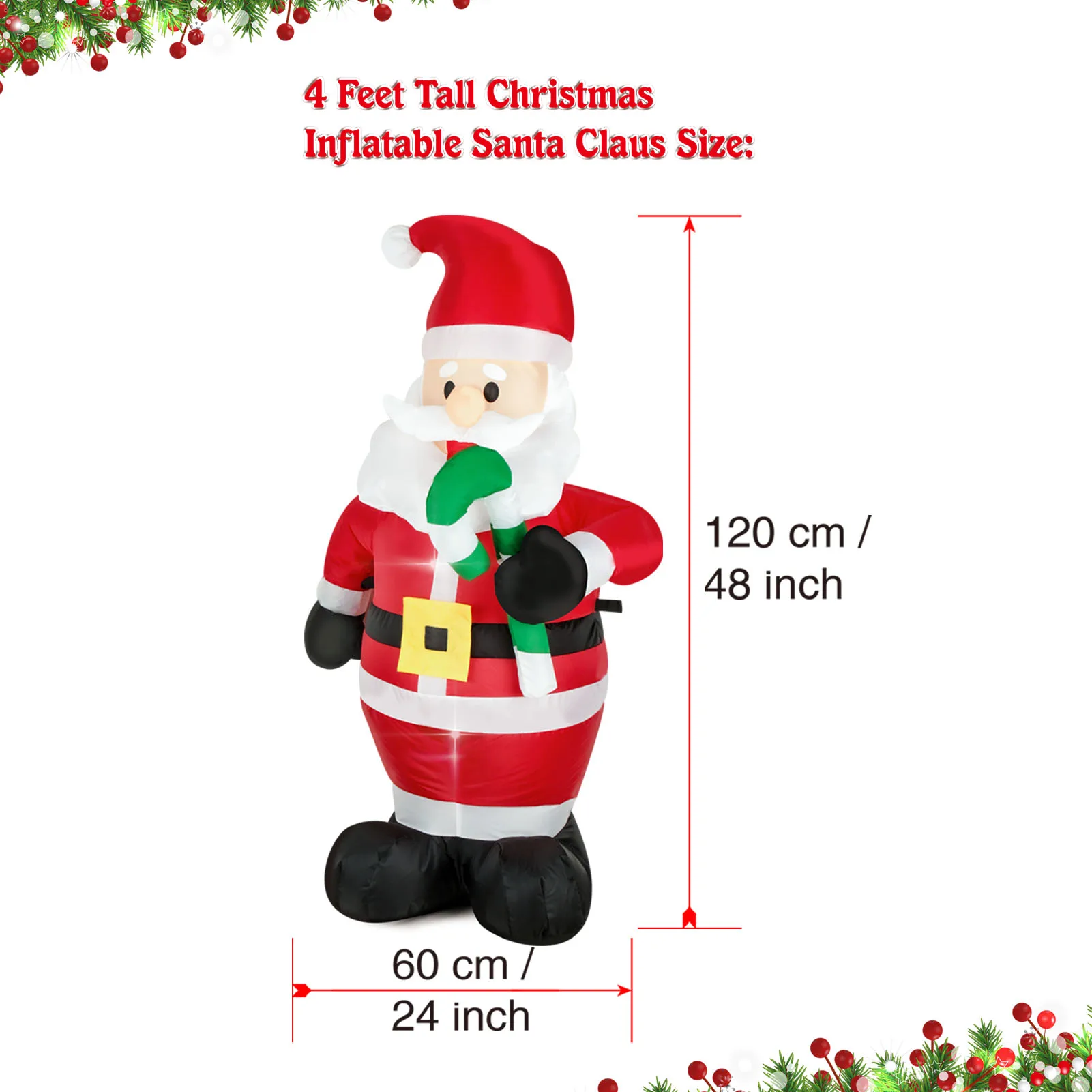 4 FT Christmas Inflatable Santa Claus Outdoor Decoration, Blow up Santa Claus , Yard Garden Lawn Home Party, Built-in LED Lights