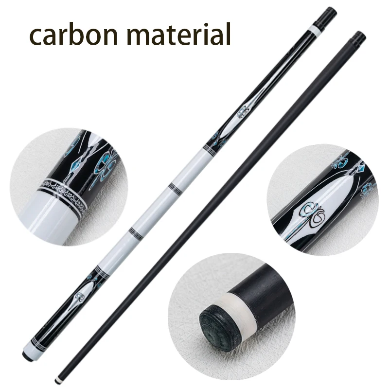 High Quality Carbon Pool Cue with 13mm Tip  Durable White and Black Design for 9 Ball and Carom Billiards Play