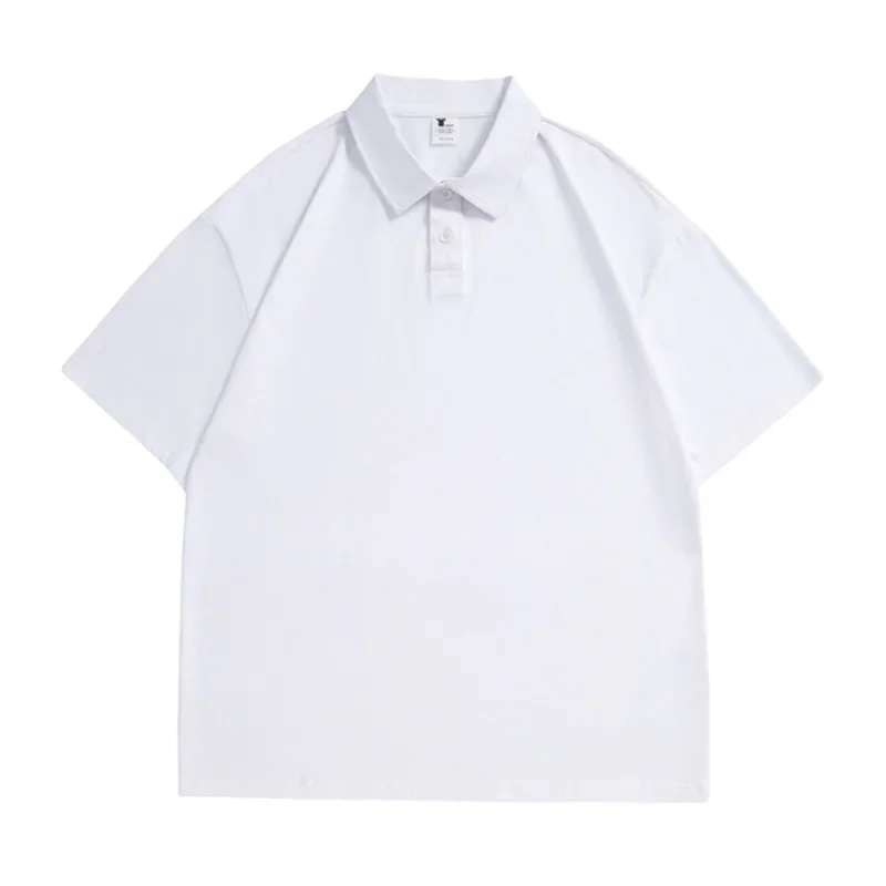 240 Grams Thickened Solid Polo Shirt Heavyweight Cotton Drop Shoulder Lapel Short SleeveTees