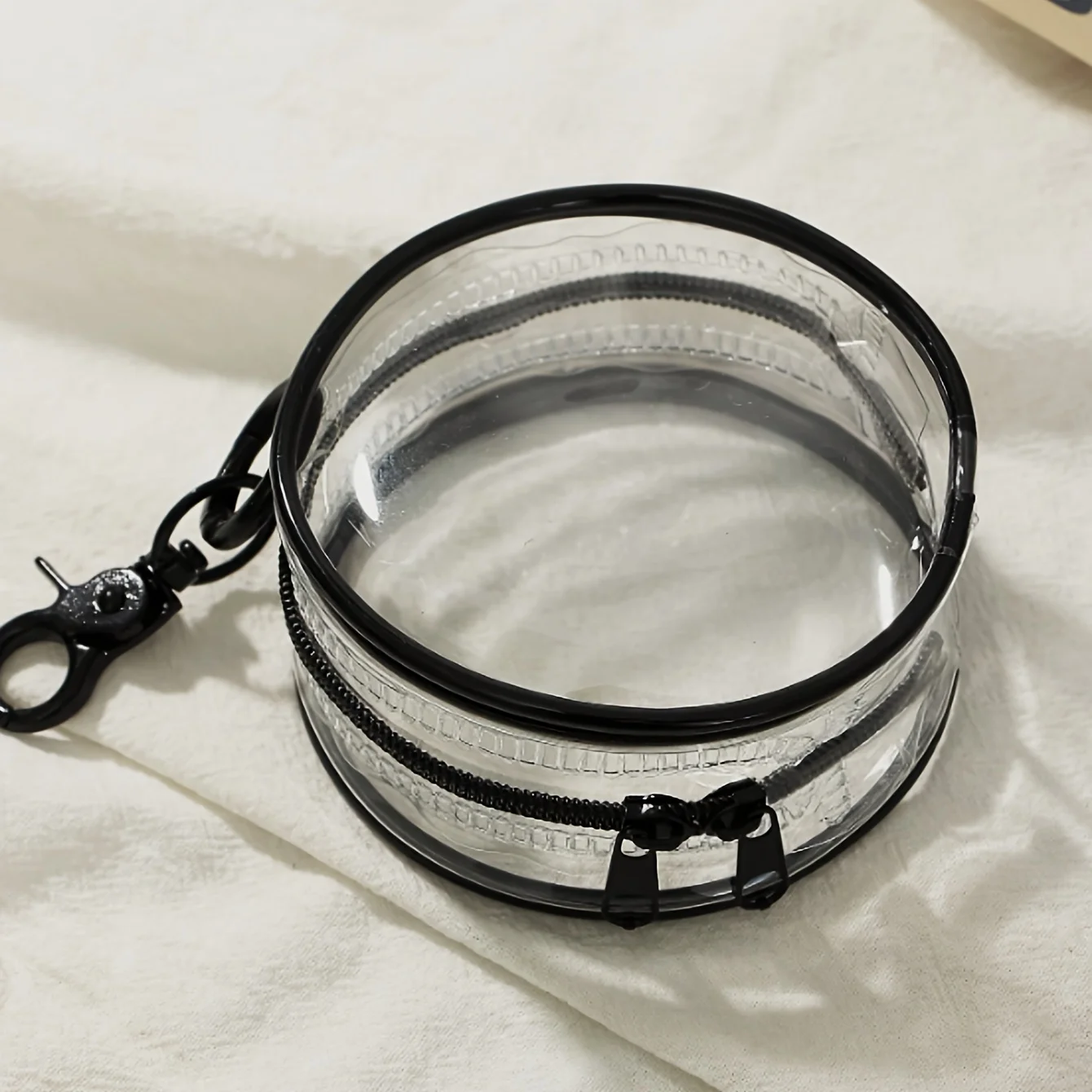New Stylish Round Portable Mini Transparent Zipper Storage Bag, Electronic Storage Box, Cable Storage Box, Digital Bag, Jewelry Storage Bag, Keychain Bag, Can Hold Earphones, Chargers, Data Cables, Lipsticks, Keys, Jewelry, Cosmetics, and Other Items
