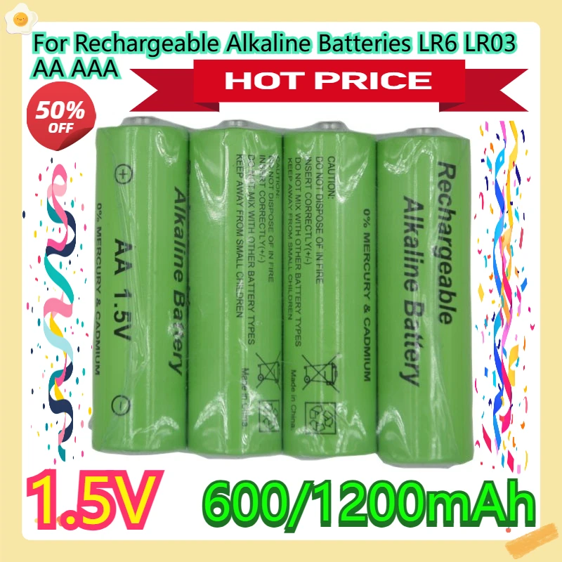 

For Rechargeable Alkaline Batteries LR6 LR03 AA AAA 1.5V 600/1200mAh