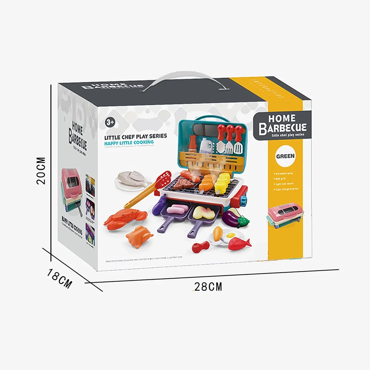 Set met spray Kinderen Gesimuleerde barbecue Licht en geluid Fantasiespel Keuken Koken BBQ Educatief speelgoed voor kinderen Kerstcadeaus