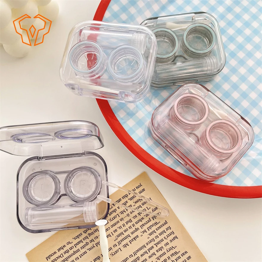 

Contact Lens Case Transparent Minimalist Portable Mini Companion Box Beauty Lens Double Box Bathroom