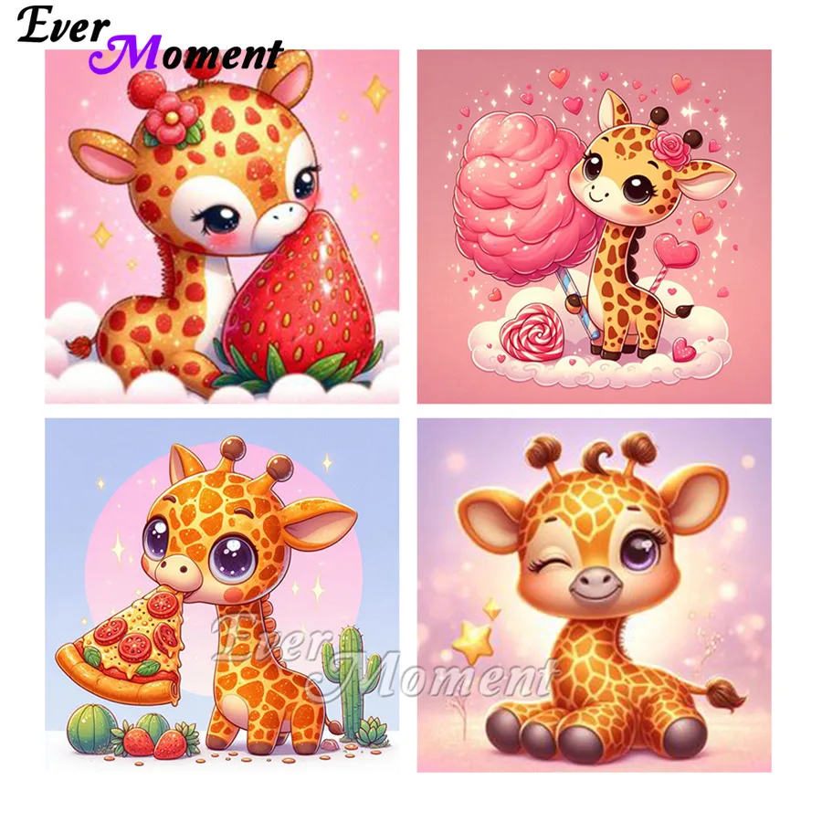 Colorful Giraffe Cute Diamond Painting Kit Full Drill Gemstone Art Mosaic Stone Animal Painting Decoration ASF2791